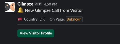 Example Glimpze call notification inside Slack