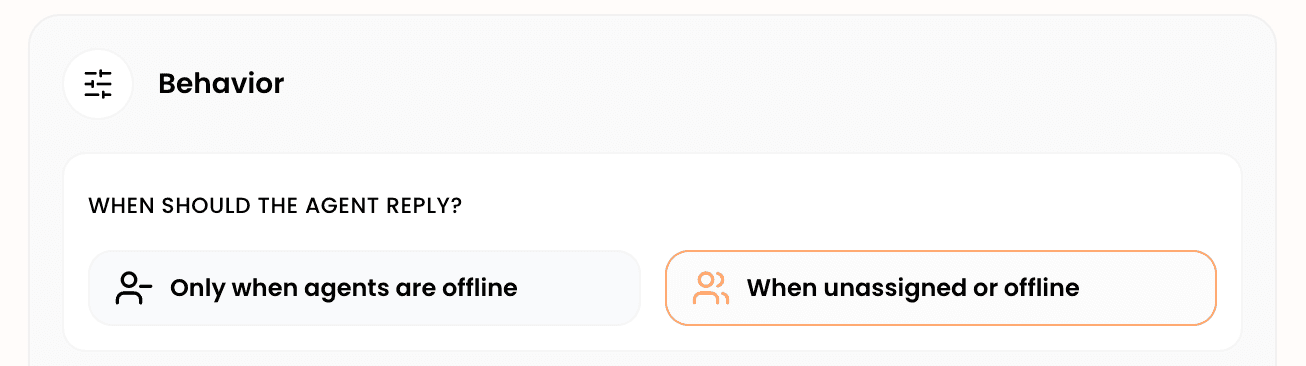 The Behavior section with the two reply-mode options