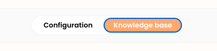 The Knowledge base tab with the Add knowledge panel and ingested sources list