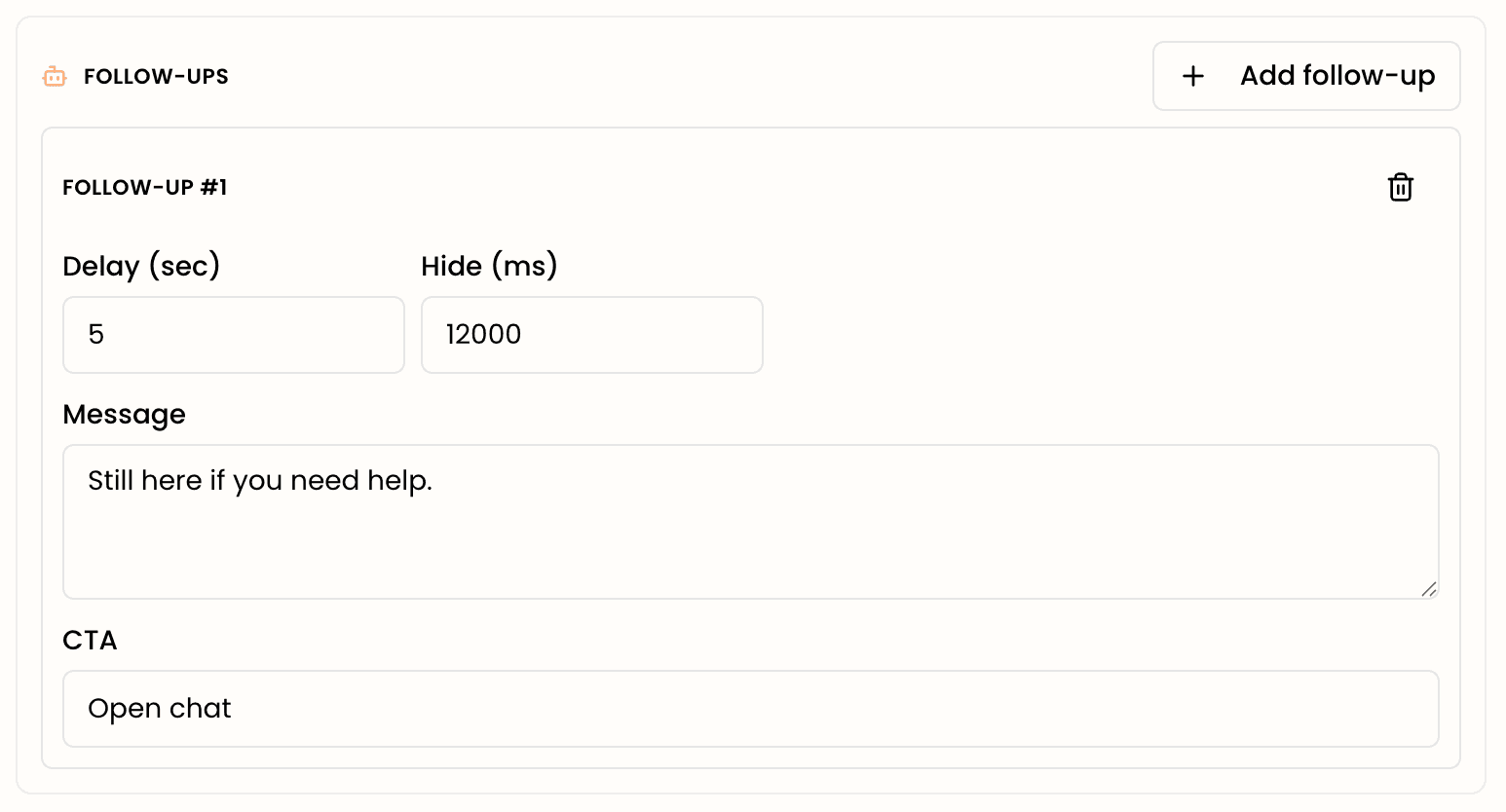 The follow-ups editor