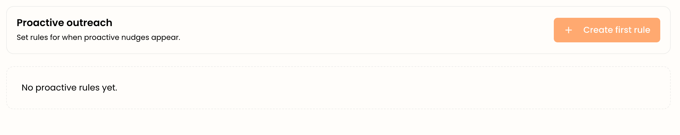 The Proactive outreach tab with the rule board and rule editor
