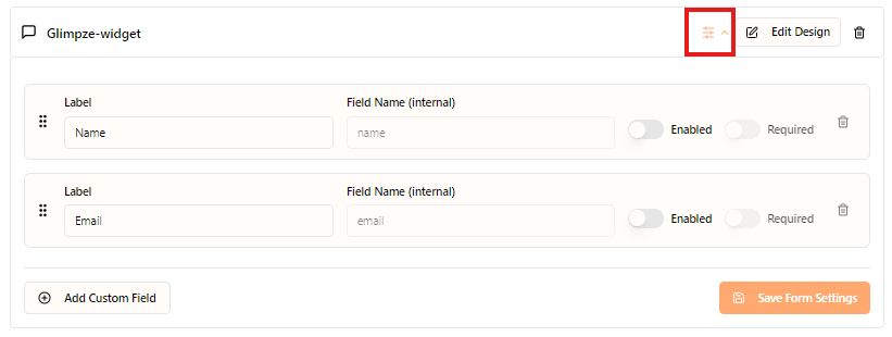 Glimpze custom input fields