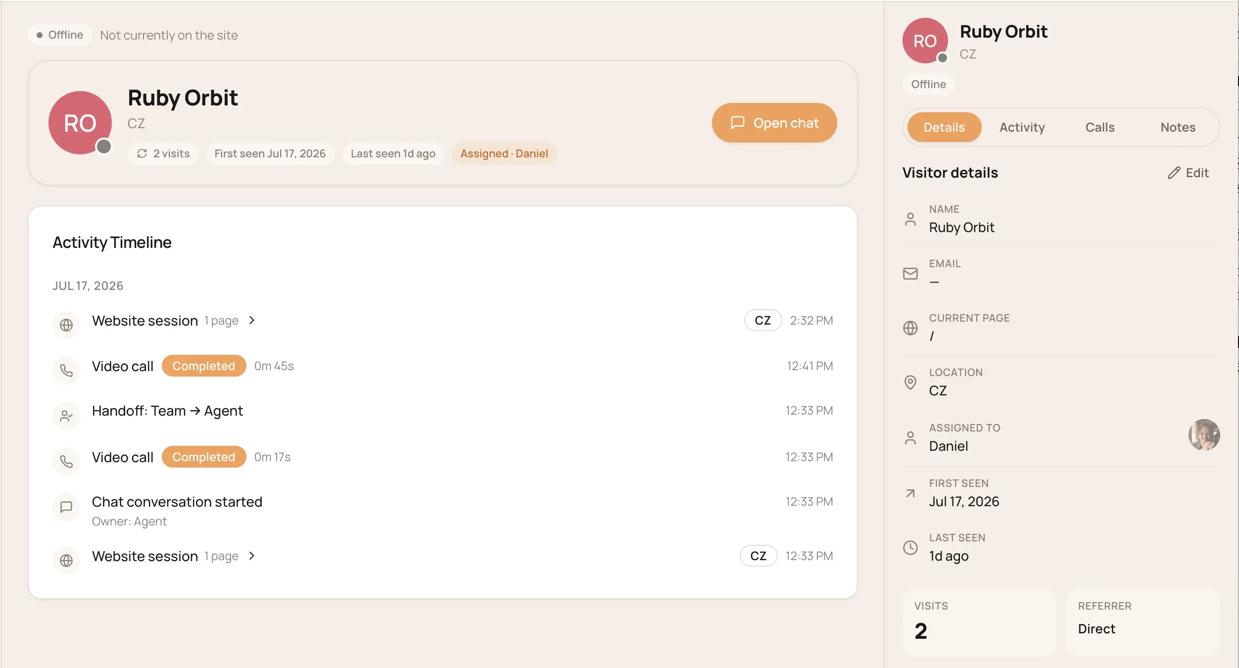 Overview of visitor profiles in Glimpze